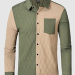 Men's Color Block Patchwork Oversized Casual Long Sleeve Shirt