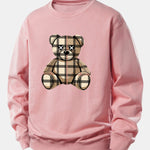 Checkered Bear Print Relax Fit Sweatshirt