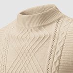 Men's Geometric Twist Slim Stand Collar Sweater