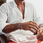 Men's Long-sleeve Half Placket Stand Collar Shirt