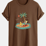 Regular Fit Skeleton On Vacation Print Cotton T-Shirt