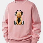 Headphone Bear Print Relax Fit Sweatshirt