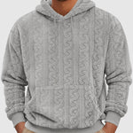 Men's Hooded Jacquard Teddy Fleece Sports Casual Sweatshirt