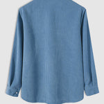 Men's Half Button Corduroy Long Sleeve Shirt-Light Blue