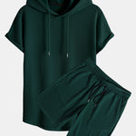 Ribbed Hooded  Arc Hem T-Shirt & Shorts