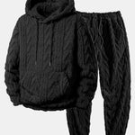 Geometric Jacquard Teddy Hoodie & Jogger Pants