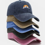 Mountain Sunset Embroidered Washed Distressed Baseball Cap