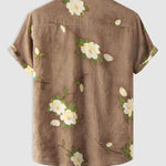 Men's Cotton Linen Printed Short Sleeve Shirt