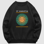 Men's ethnic style sun pattern print crew neck sweatshirt