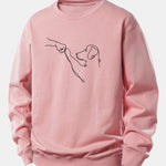 Dog Line Drawing Print Relax Fit Sweatshirt