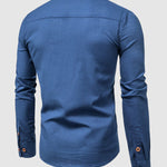 Men's Solid Color Cotton Linen Stand Collar Shirt