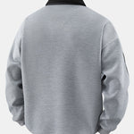 Stripe Waffle Zipper Polo Neck Sweatshirt