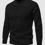 Men's solid color half turtleneck casual jacquard sweater