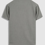Men's solid color cotton and linen textured Cuban collar short-sleeved shirt