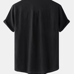 Men's Cotton Linen Textured Half Placket Short Sleeve Shirt