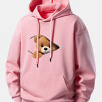 Zipper Bear Print Relax Fit Hoodie