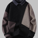Men's Color-Block Denim Collar Knit Sweater