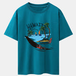 Hawaii Beach Print Drop Shoulder Oversize T-Shirt