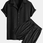 Striped Terry Cuban Shirt & Striped Terry Cuban Shorts