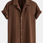 Texture Jacquard Cuban Shirt & Crinkled Textured Drawstring Shorts