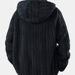 Striped Teddy Fleece Zip Up Hoodie