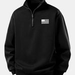 Relax Fit American Flag Print Quarter Zip Sweatshirt