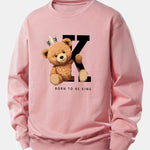 Crown King Bear Print Relax Fit Sweatshirt