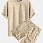 Relax Fit Mid-Length Sleeve Twist Jacquard T-Shirt & Shorts