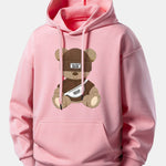 Stripe Bear Print Relax Fit Hoodie
