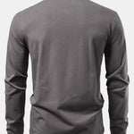 Solid Long Sleeve Cotton Polo Shirt