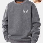 Deer Head Print Teddy Fleece Lined Sweatshirt