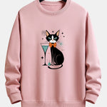Atomic Black Cat Print Relax Fit Sweatshirt