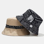 Newspaper Print Double Side Reversible Bucket Hat