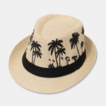 Palm Tree Print Breathable Straw Hat