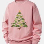 Dinosaur Christmas Tree Print Relax Fit Sweatshirt