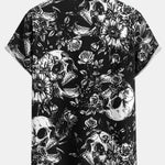 Skull Floral Print Button Up Shirt