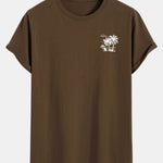 Vacation Palm Tree Print Cotton Arc Hem T-Shirt