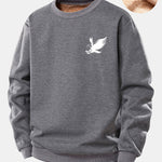 Soaring Eagle Print Teddy Fleece Lined Sweatshirt