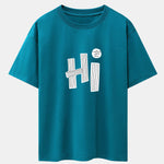 Hi Slogan Lines Print Drop Shoulder Oversize T-Shirt