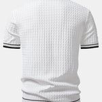Wave Jacquard Zip Up Knitted Polo Shirt