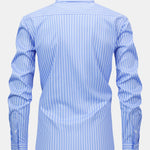 Long Sleeve Stripe Button Up Shirt & Elastic Waist Straight Leg Trousers