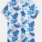 Turtle Print Button Up Shirt & Striped Swim Shorts