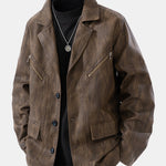 Textured PU Leather Jacket