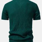 Rhombus Textured Zip Up Knitted Polo Shirt & Slim Fit Tapered Trousers