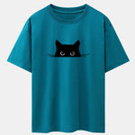 Black Cat Print Drop Shoulder Oversize T-Shirt