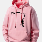 Outline Cat Print Relax Fit Hoodie