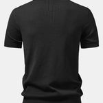 Textured Crochet Knitted Polo Shirt
