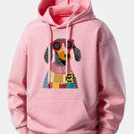 Colorful Sweater Dog Print Relax Fit Hoodie