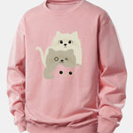 Three Cats Print Relax Fit Sweatshirt