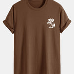 Regular Fit Palm Tree Surfboard Print Cotton T-Shirt
